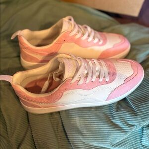 Shoe Dazzle Pink and White Lace-Up Sneakers